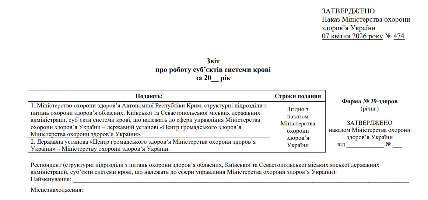 МОЗ затвердило нову річну галузеву статистичну форму звітності