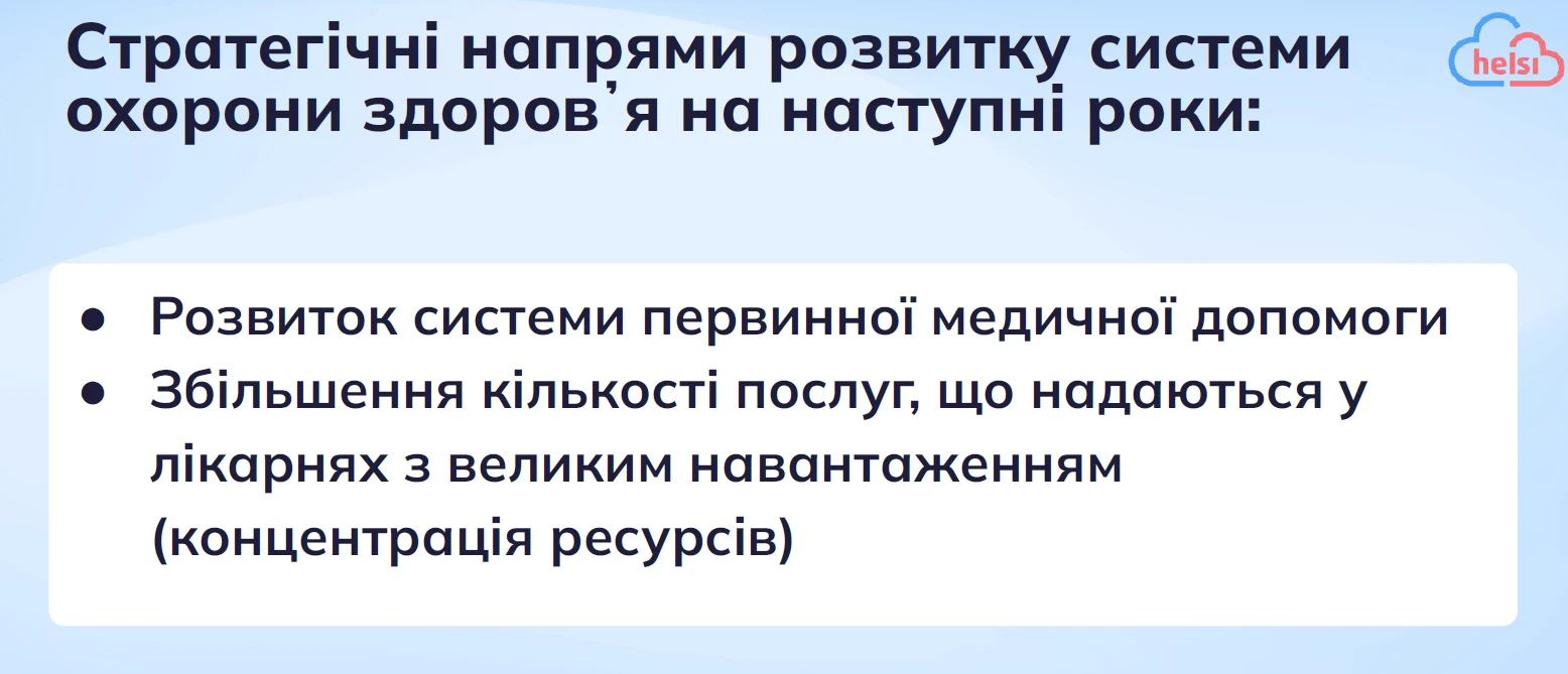 Найближчі перспективи медичної галузі: розвиток первинки та концентрація ресурсів у ЗОЗ з великим навантаженням