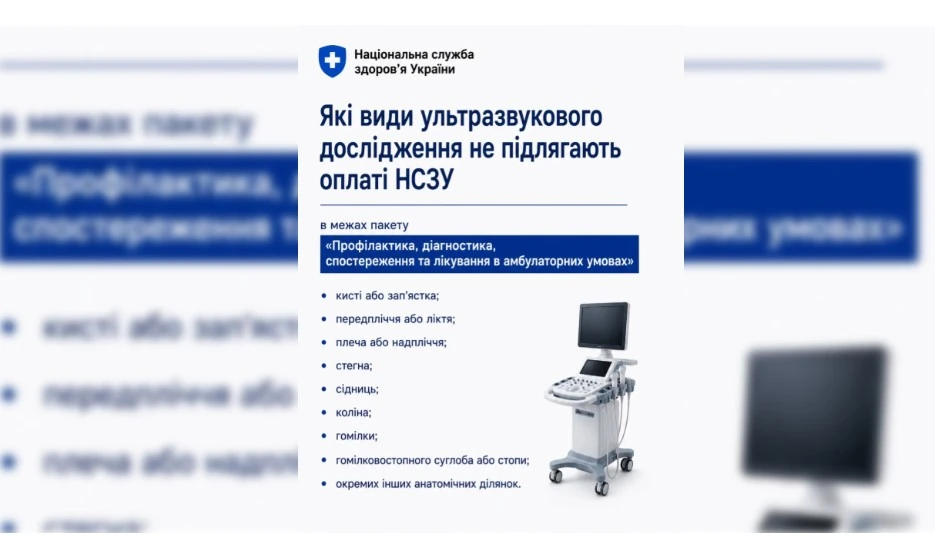 НСЗУ більше не оплачуватиме певні види УЗД: перелік