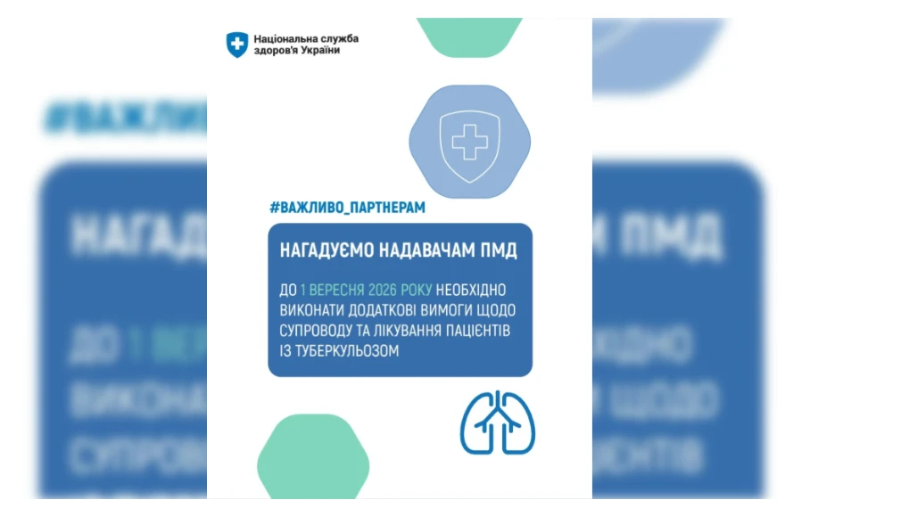 Із 1 вересня діятимуть додаткові вимоги щодо супроводу пацієнтів із туберкульозом на первинці