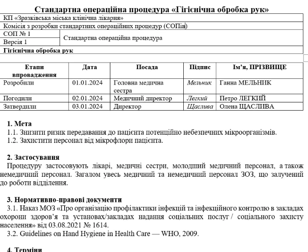 СОП Гігієнічна обробка рук