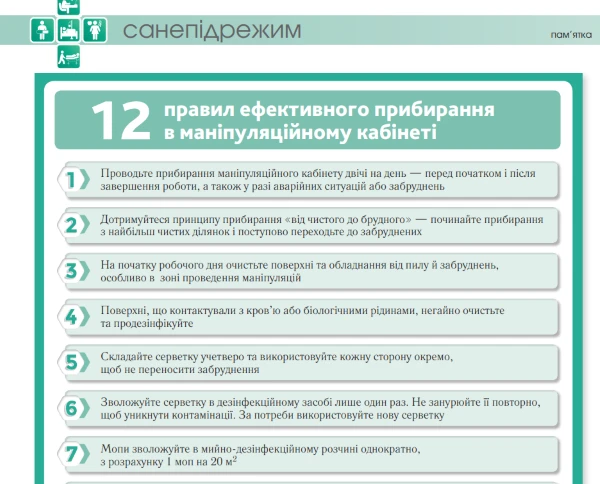 Прибирання в маніпуляційному кабінеті