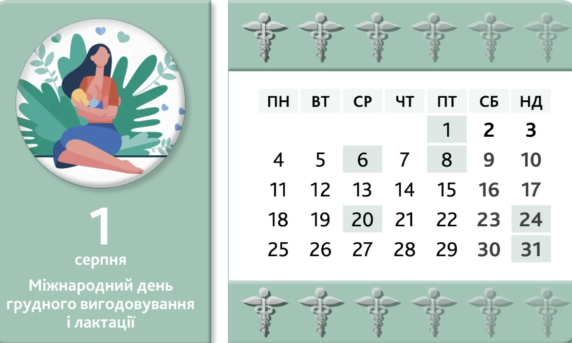 Ознайомтеся з календарем медичної сестри на серпень