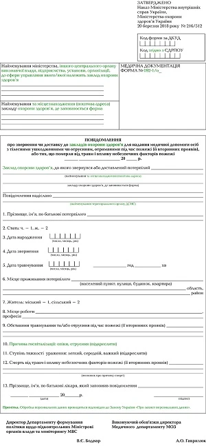 Нова форма № 092-1/О від МВС та МОЗ Нова форма № 092-1/О від МВС та МОЗ