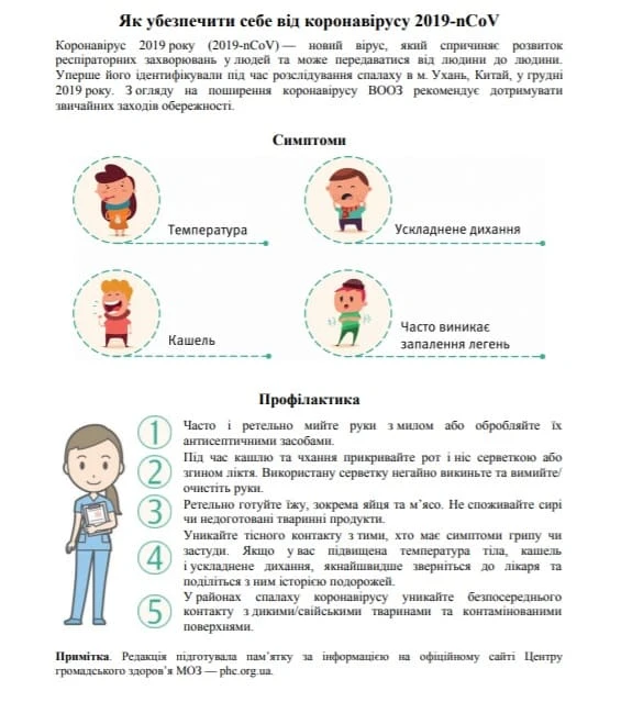 Симптоми і профілактика коронавірусу: скачайте пам'ятку Симптоми і профілактика коронавірусу: пам'ятка