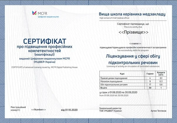 Учебная программа «Лицензирование в сфере оборота подконтрольных веществ»