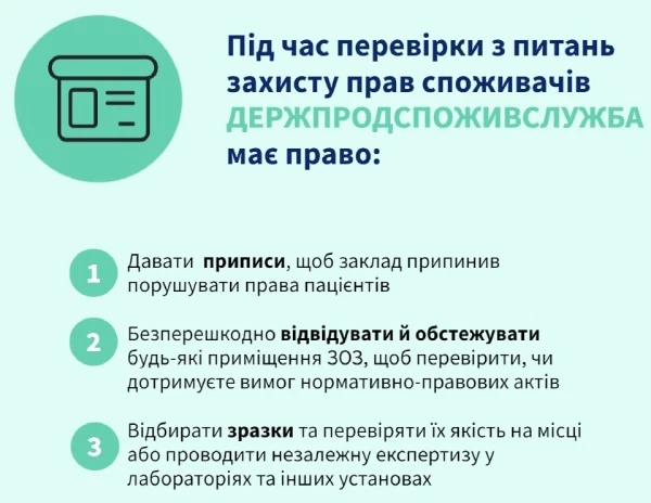 Права Держпродспоживслужби під час перевірки Які органи контролю мають право перевіряти санітарно-епідемічний стан медзакладу