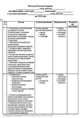 План роботи наставника в медицині: приклад оформлення